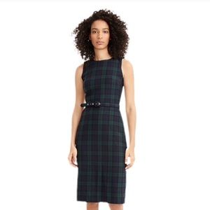 J. Crew Plaid Green Navy Sleeveless Sheath Dress